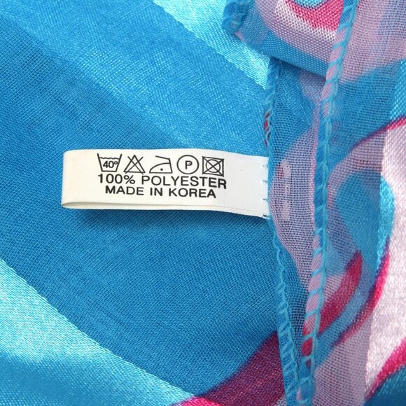 Vintage Bijoux Terner Silky Scarf Poly Tropical Birds Pink Blues Turquoise 1990s - Picture 7 of 8